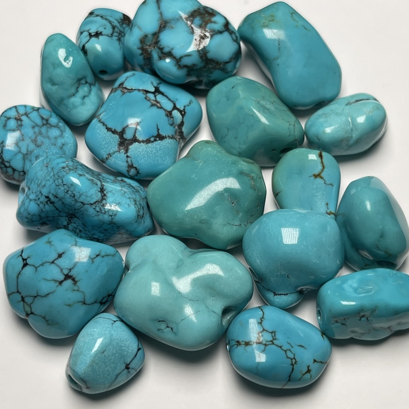 Hubei Natural Turquoise Three-Color Net Pattern Loose Beads High Porcelain Blue Bracelet Pendant 108 Beads Necklace Accessories Hubei Natural Turquoise Three-Color Net Pattern Loose Beads High Porcelain Blue Bracelet Pendant 108 Beads Necklace Accessories