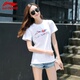 Áo thun nữ Li Ning mùa hè 2018 nữ cotton cổ tròn lớn LOGO ngắn tay chạy bộ sơ mi thể thao giản dị áo thun nam thể thao Áo phông thể thao