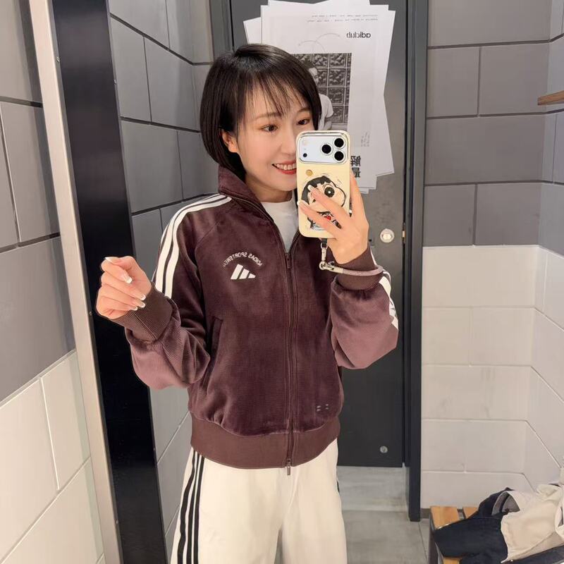 Muzi Outlet Genuine Product, Adidas Women's Three-Stripe Sports Training Stand-Up Collar Jacket Kc0035