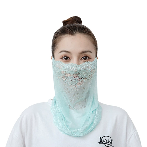 Кружевная летняя тонкая дышащая вуаль, медицинская маска, шарф, защита от солнца, с защитой шеи