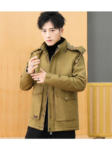 Мужская зимняя куртка, утепленная длинная хлопковая толстовка с капюшоном, средней длины