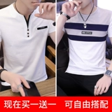 Хлопковая трендовая летняя футболка с коротким рукавом, летняя одежда, короткий рукав, V-образный вырез, облегающий крой, в корейском стиле