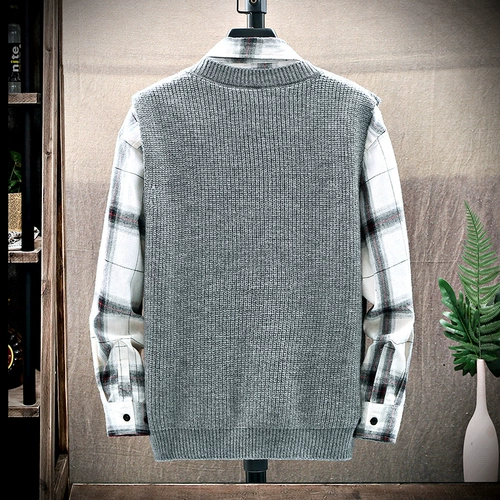 Демисезонный свитер, термобелье, трендовый жилет без рукавов, V-образный вырез, оверсайз, увеличенная толщина, в корейском стиле