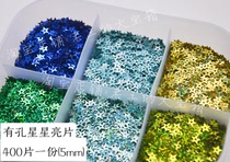 5mm hand-worn star piece with holes five-pointed star sequins bjd baby clothes accessories about 400 pieces