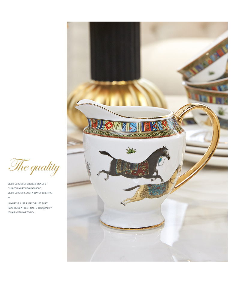 Light European - style key-2 luxury ceramic tea set furnishing articles contracted creative household gift teapot teacup version into living room