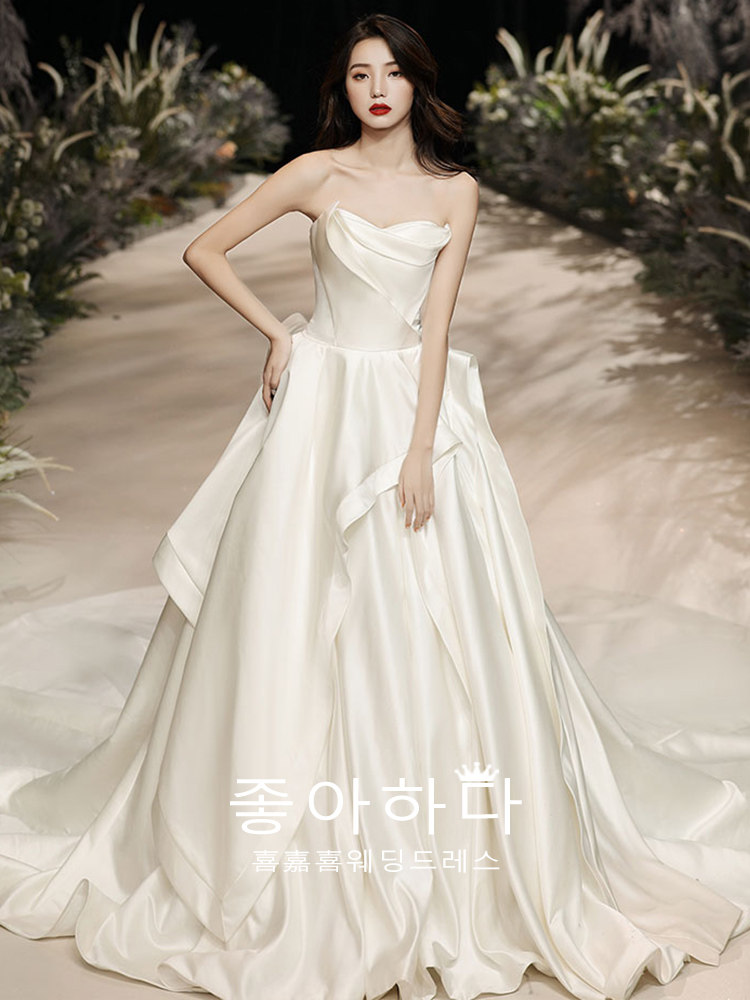 Tam master wedding dress 2021 new bride satin small man French light simple temperament dress female 2020 light luxury