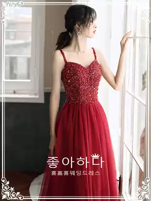 Toast dress Bridal female engagement dress Wedding return dress Small summer red can usually wear evening dress