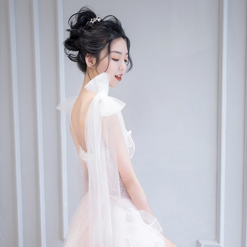 Wedding 2020 New Mori Fairy Dream Luxury Luxury Dragon Tail, thin, covering arm, small, gauze Wedding 2020 New Mori Fairy Dream Luxury Luxury Dragon Tail, thin, covering arm, small, gauze