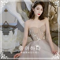 2021 new bride Barb wedding dress simple atmosphere small man 2020 welcome yarn usually wear tail