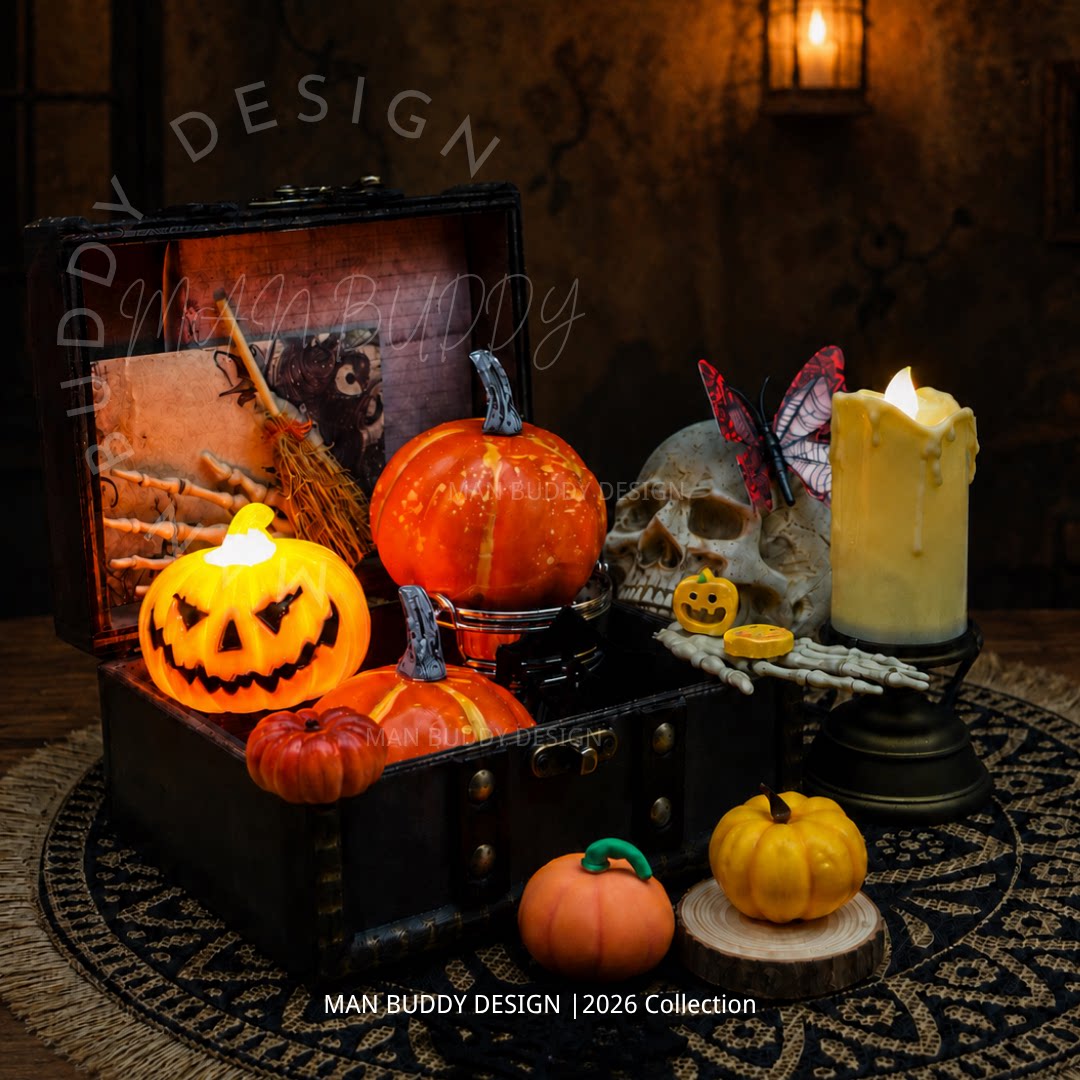 Halloween Pumpkin Decorative Lights, Suitcase DIY Ornaments, Dark Gothic Bar Decorations, Holiday Skull Ornaments