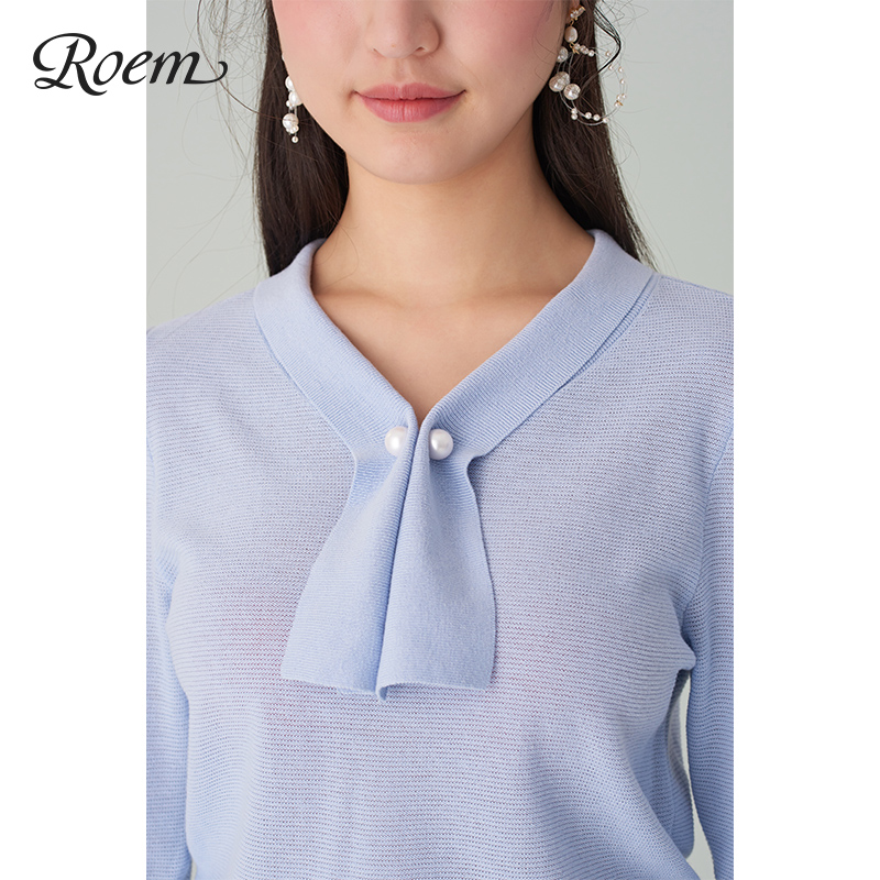 Roem rơi phụ nữ mới áo len thời trang thời trang khí V-cổ áo len RCKW93801C