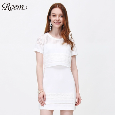 Mall với cùng một đoạn ROEM Luo Ke mới Slim A-váy đầm đầm hem RCOW62509L thiết kế thời trang nữ Sản phẩm HOT
