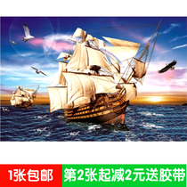 Landscape landscape poster without adhesive modern decorative painting large smooth sailing ancient sailing boat 7465