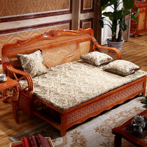 Real rattan sofa bed Rattan chair Multi-function sofa Teng woven small apartment folding dual-use sofa Three-person rattan wood sofa bed