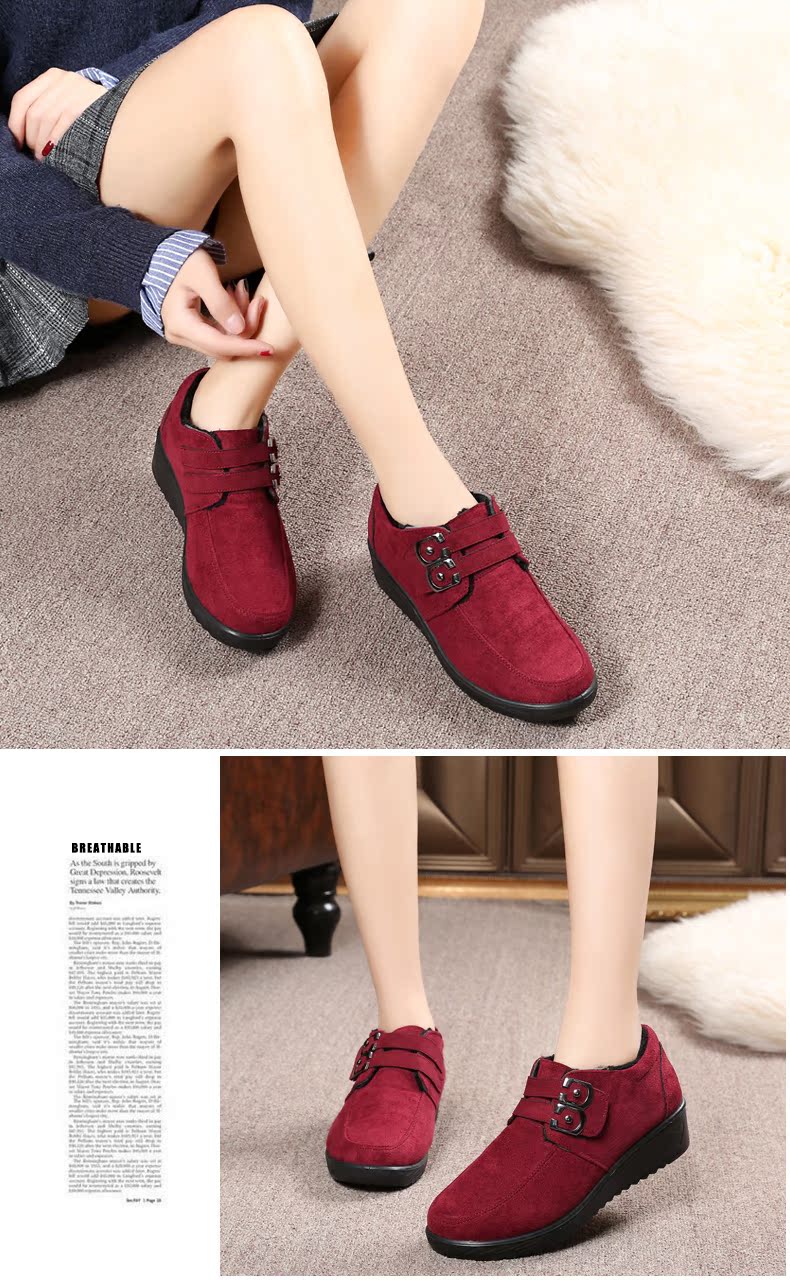Giày vải mùa đông Bắc Kinh cũ Giày cotton của phụ nữ cộng với nhung ấm cao giúp giày mẹ đế dày, đế chống trượt giày the thao nữ nike