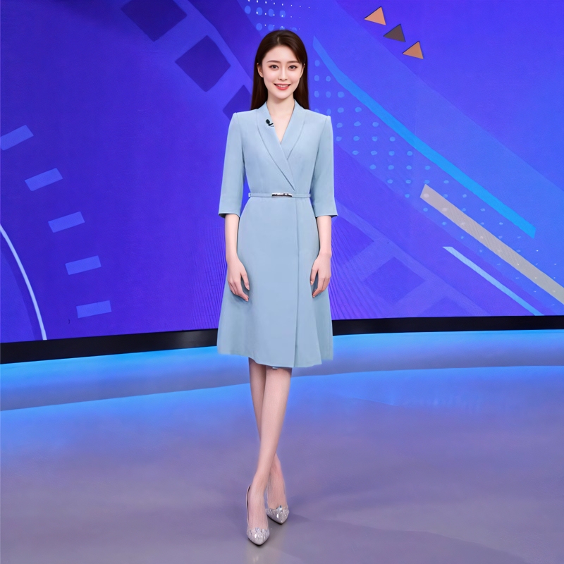 Ad Light Luxury Hostess Art Exam Civil Servant Teacher Speech Summer and Autumn Dress Formal Occasion Suit Dress A-Line Dress