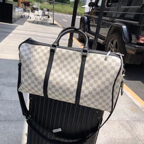 New travel plaid travel bag female portable shoulder Korean version of business travel luggage boarding short-distance clothing bag