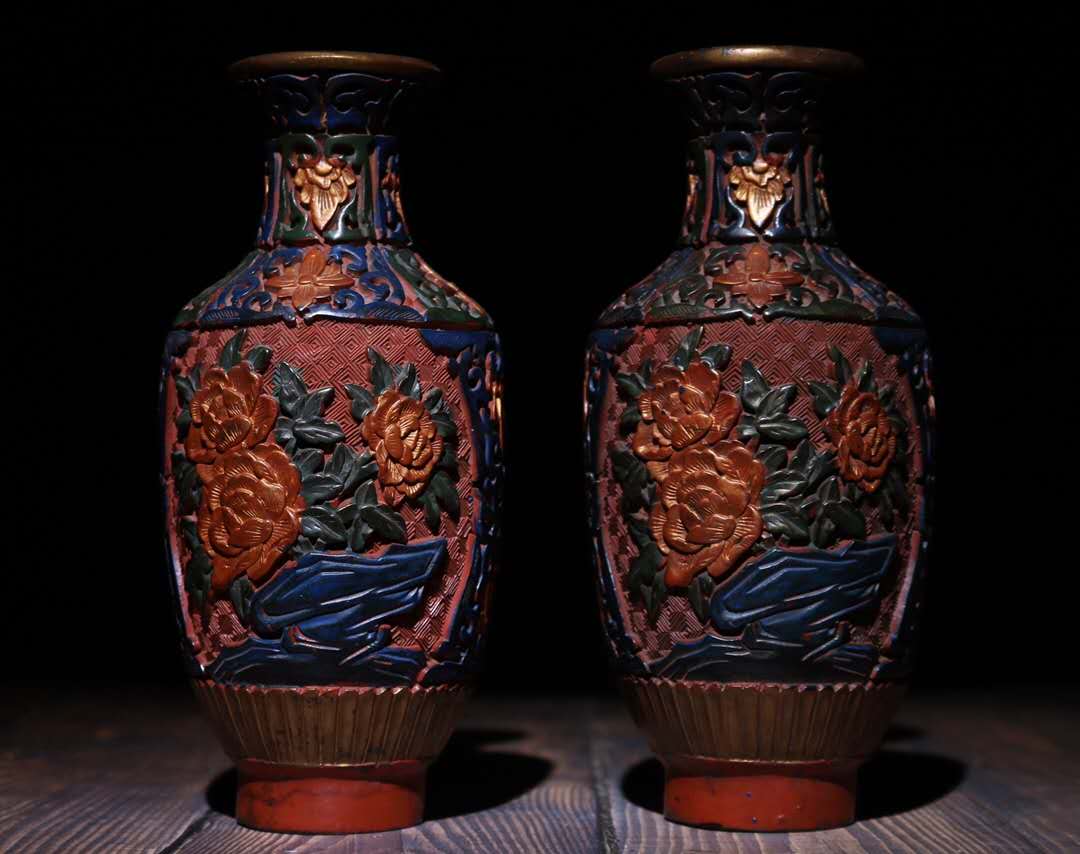 Treasured and red lacquered ware Painted Jade Hall Rich bottle A pair of living room Home Swing Accessories Collection