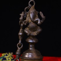 Tibets collection of old copper bells pure handmade hammered and chiseled elephant trunks the God of Wealths rattles