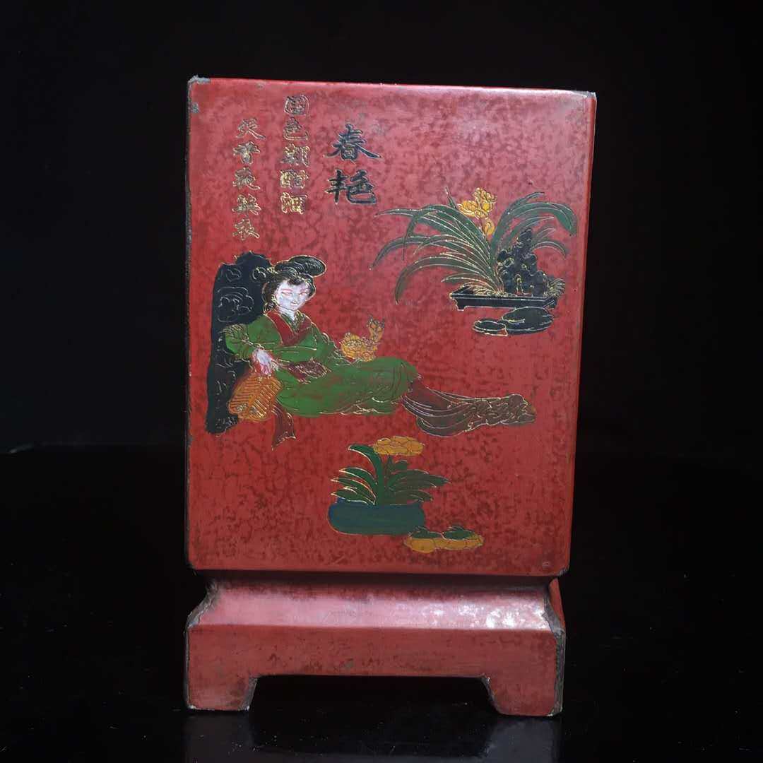 Folk Collection Old Antiques Collection Lacquerware Pen Holder a Book Room Office Desktop Pendulum High 20 cm Caliber