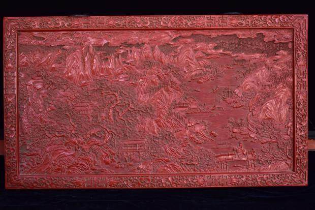 Folk Collection Old Beijing lacquerware Old and red lacquerware large hanging screen screen