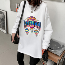 Maternity clothes spring new cotton Korean version loose cartoon printing long-sleeved T-shirt base shirt wild top womens tide