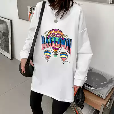 Pregnant women Spring new cotton Korean loose cartoon print long sleeve T-shirt base shirt wild coat women tide