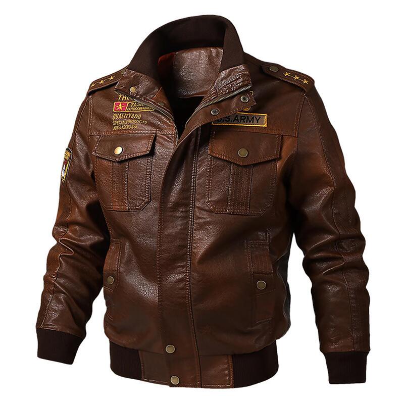 Genuine Leather German Military Jacket for Men, Spring, Autumn and Winter Wear, Epaulettes, Pilot Leather Jacket for Young and Middle-Aged Men, New