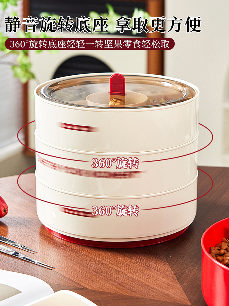 New Year's Fruit Plate for Living Room and Tea Room, High-End, Exquisite and Beautiful Display Plate for Fruits, Snacks, Nuts, Candies, Storage Box