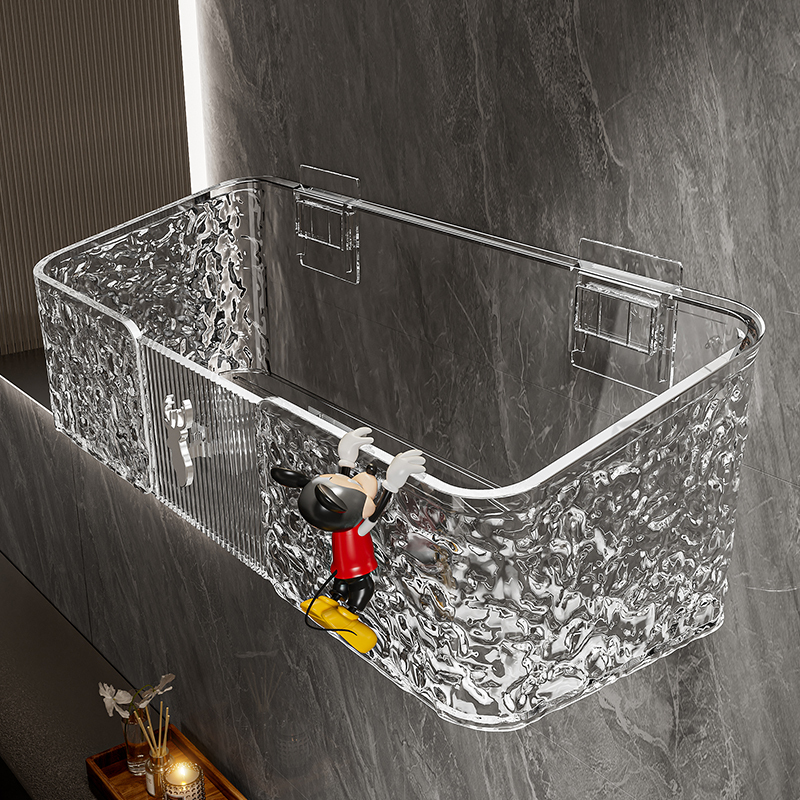 Bathroom Storage Rack, Bathroom Sink, Toilet, No-Drill Wall-Mounted Washbasin, Wall-Mounted Cosmetics Storage Shelf