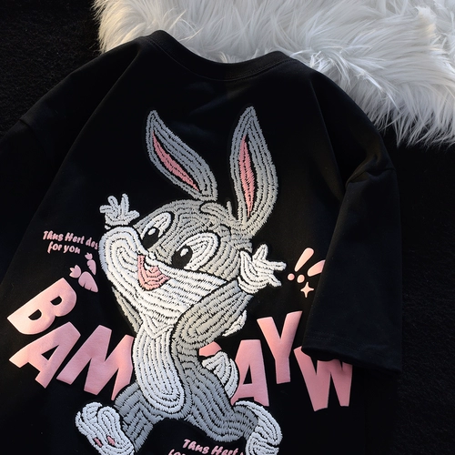 Белый милый кролик, летняя трехмерная оригинальная футболка для влюбленных, 3D, свободный крой, короткий рукав