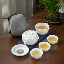 Black pottery travel kung fu tea set portable bag outdoor ceramic portable express guest one pot two or three cups with filter