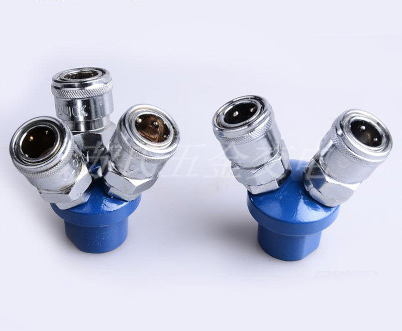 C-type multi-pipe gas pipe quick joint pneumatic quick coupling head SMV-2 round two-pass SMY-3 round tee