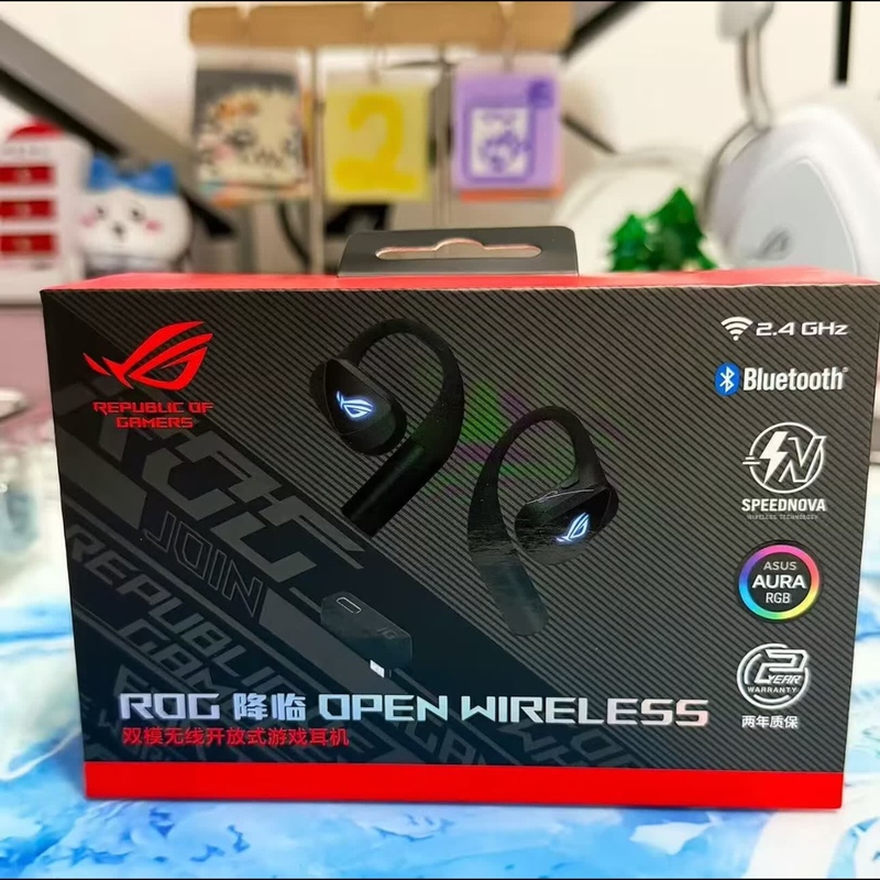 In-Stock Genuine Rog Openwireless Wireless Bluetooth Earphones, Ear-Hook Style, Ipx5 Waterproof, Ai Noise Reduction