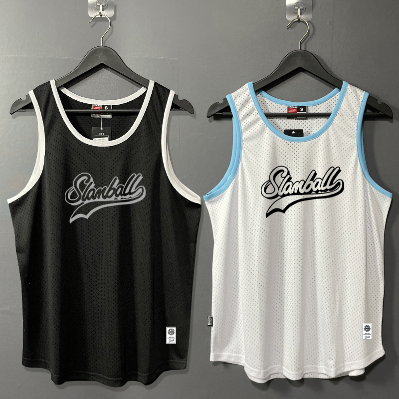 American-Style Narrow-Shoulder Basketball Mesh Sports Vest Men's T-Shirt Loose Breathable Fitness Running Training Sleeveless Jersey