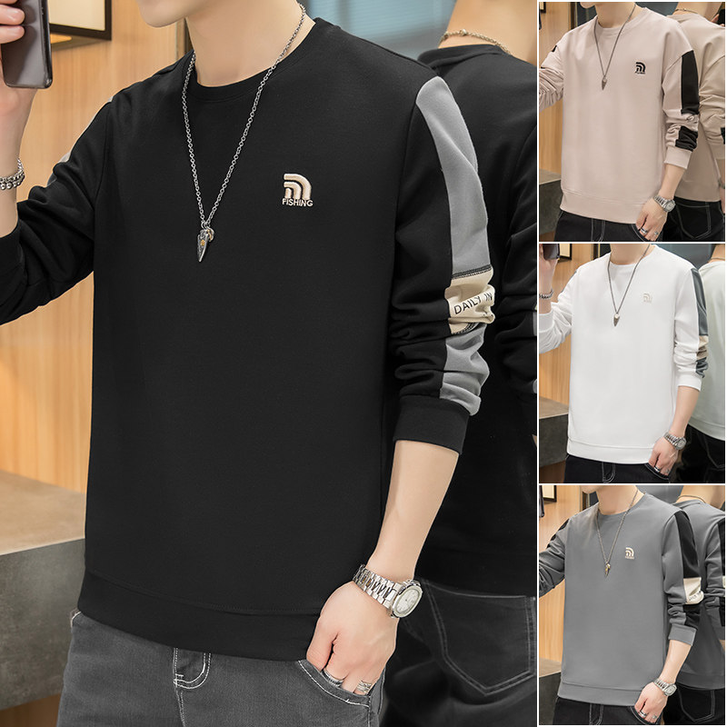 Flower Playboy long sleeve T-shirt male autumn fitted clothes trendy loose spring casual blouse round collar inner lap T-shirt