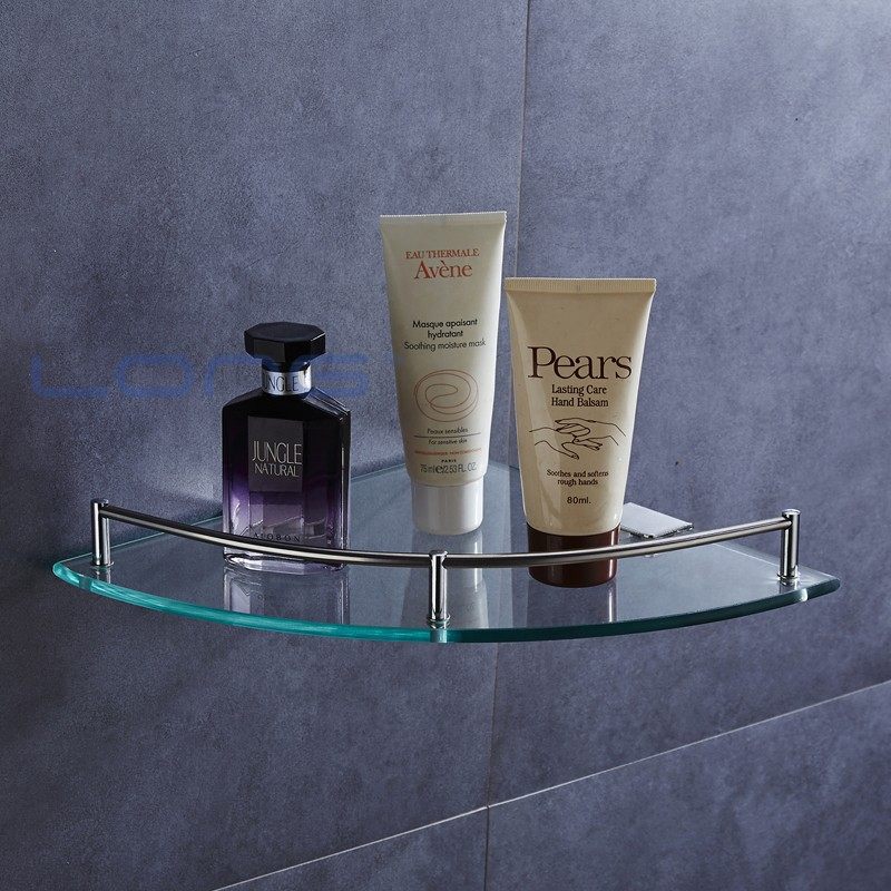 Single-double toilet steel-toughened stainless steel glass tripod bath room Supplies corner rack toilet sector rack-Taobao