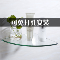 Punch-free toilet stainless steel glass tripod bathroom corner rack toilet kitchen corner fan rack