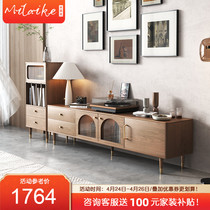 Modern minimalist TV cabinet Tea Table Composition Nordic Light Extravagant small family Living room Living Room Cabinet With Side Cabinet Superior Feel Furniture