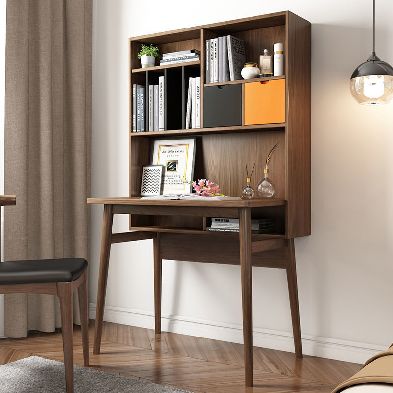 Nordic Wood Bookcase Desk Combination Foot Bedroom Bookcase Desk