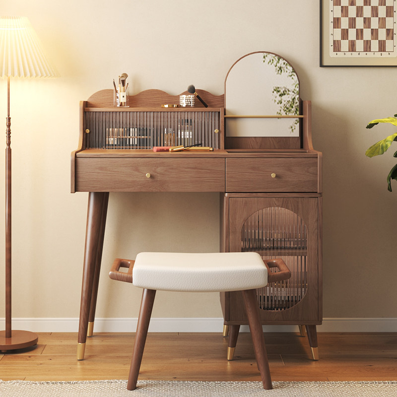 Telescopic Makeup Desk Bedroom Modern Minima Small Family Type Desk Make-up Table Containing Cabinet Integrated With Makeup Mirror Advanced Sensation