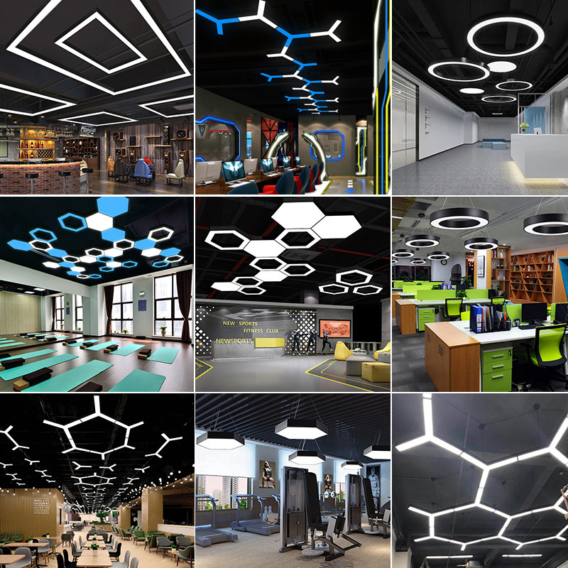 Office chandelights LED minimalist modern creative Alien Hexagon Gym Fitness Room Mall Supermarket Special Styling Light