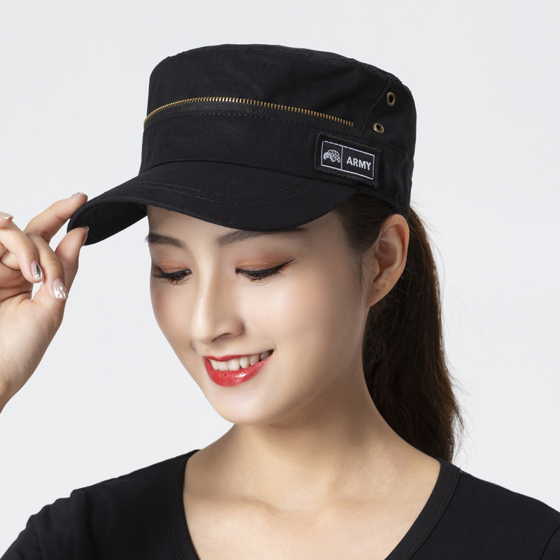 Outdoor light military fan duck tongue hat cotton washed four seasons black sun protection shade flat top hat sailor hat thin summer