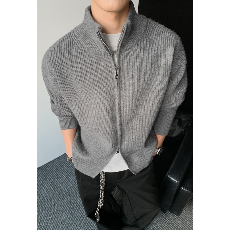 Double Zipper Turtleneck Sweater for Men, Autumn and Winter, High-End, Mature Style, Cardigan, Versatile for Commuting, Loose-Fitting Knitwear Jacket Double Zipper Turtleneck Sweater for Men, Autumn and Winter, High-End, Mature Style, Cardigan, Versatile for Commuting, Loose-Fitting Knitwear Jacket