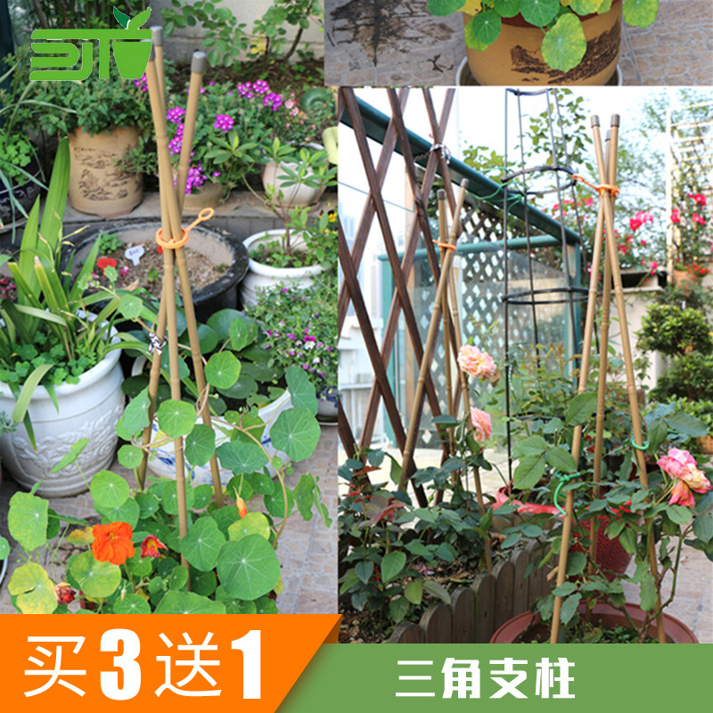 新品包郵三角支柱盆栽固定藤蔓爬藤架花盆支架園藝包塑鋼管