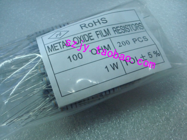 1W100R of 1W100R carbon film resistance 1R 10R 10R 1K 1K 10K 1% 1R-1M spot 200