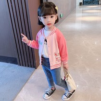 Girls jacket autumn style 2021 new childrens foreign style casual baseball uniform baby fashionable top childrens spring and autumn clothing