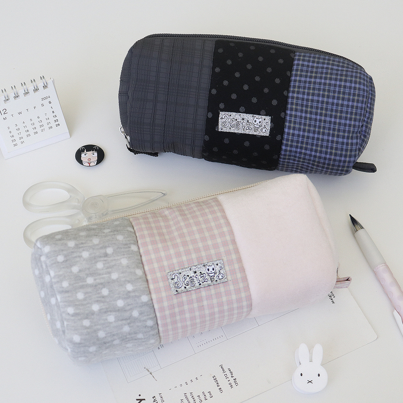 3Egiz Original Patchwork Pencil Case Polka Dot Korean Style Soft Student Storage Bag Cute Retro Niche ins Stationery Bag