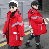Childrens clothing boys winter cotton-padded clothes thickened 2021 New Tide children western style autumn and winter cotton zhong da tong cotton-padded jacket for the Korean version of