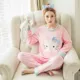 Bộ đồ ngủ nhung san hô mùa đông của phụ nữ tay dài mùa thu và mùa đông dày cộng với nhung flannel dễ thương bên ngoài mặc nhà dịch vụ ấm áp kiểu đồ bộ may vải thun